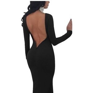 NEVER WORN Long Sleeve, Backless Evening Dress